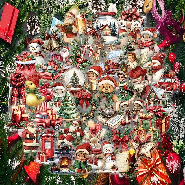 Charile Weihnachten Cartoon Aufkleber, Transparent, Rot, 10/30/50-teiliges Set - Bild 1