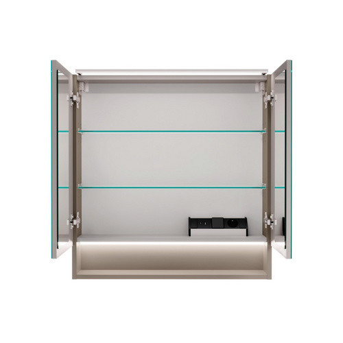 Fackelmann Badmöbel-Set B.Paris in Cubanit Grau mit Spiegelschrank, Guss-Waschbecken und LED-Beleuchtung, Breite: 70,5 cm - Bild 2