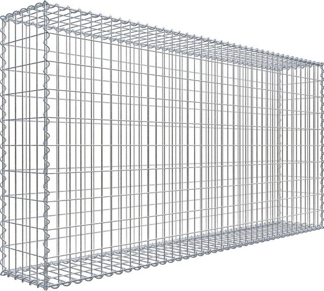 Gabiona Gabionenkorb aus Stahl in Silbergrau, B/T/H: 200 x 100 x 30 cm, Maschenweite 5 x 10 cm - Bild 1