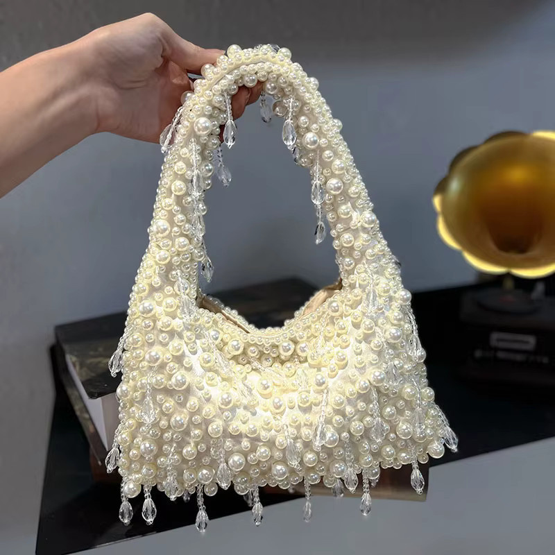 HIGHREAL Clutch Tasche, Perle, Quaste - Bild 3