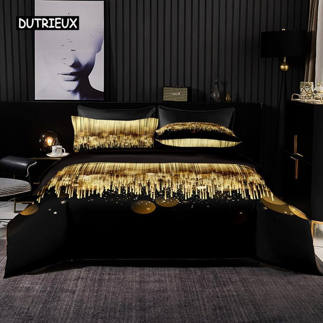 Binchi Outdoor Product Bettwäsche-Set aus Mikrofaser mit moderner Textur und Kissenbezügen, Schwarz, B/H: 150 x 200 cm - Bild 1