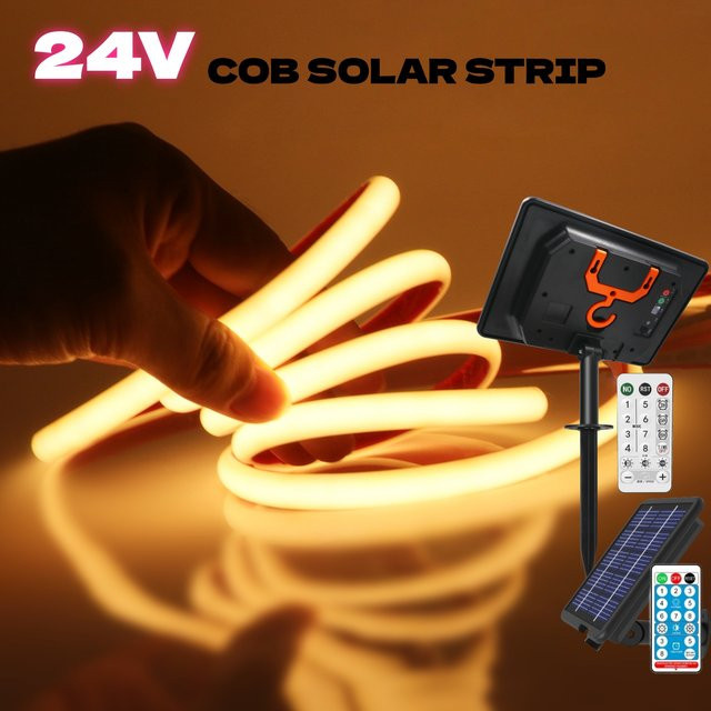 HEGEHE Solar-COB-Neonstreifen, dimmbare LED-Leuchten mit 24 V, IP68 wasserdicht, lineare Außenbeleuchtung aus Silikon - Bild 1