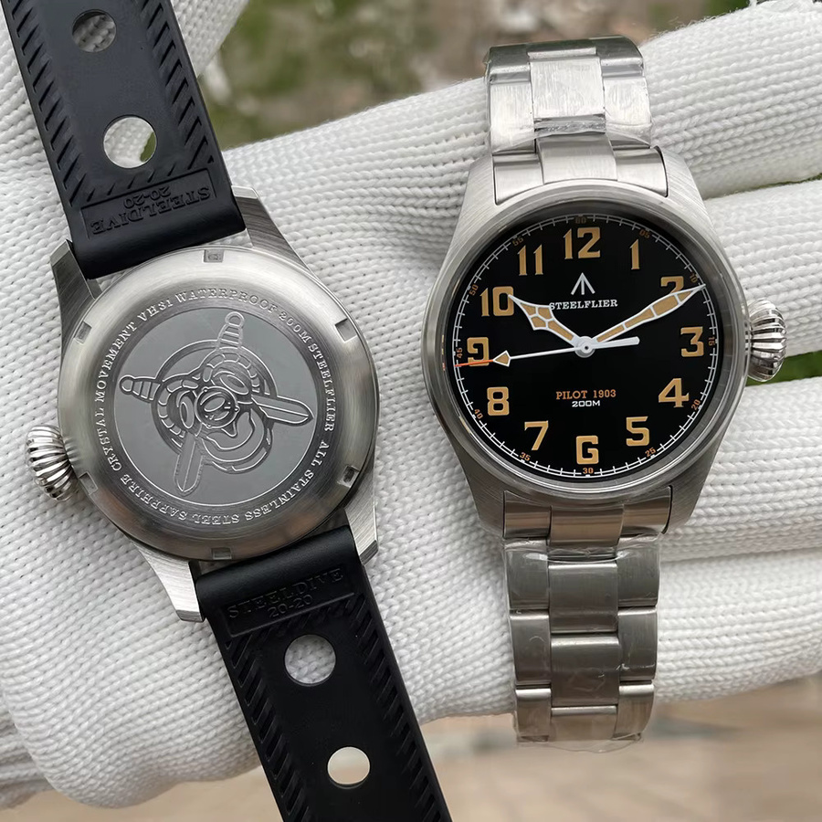 STEELFLIER Armbanduhr, Quarz, Edelstahl, Schwarz, Silber, Herren - Bild 3