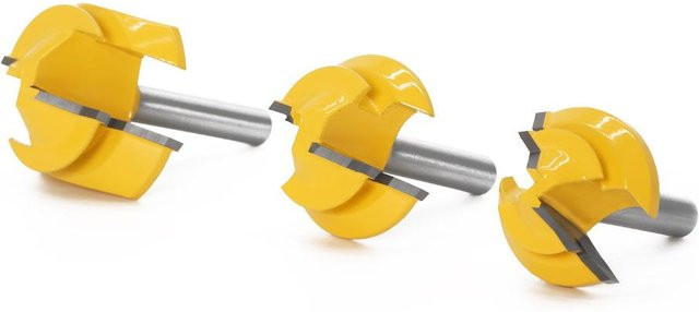 Painter Falzfräser-Set aus Stahl, 3 Stück, Schaftdurchmesser: 8 mm, Höhen: 12,7 mm, 16 mm und 19,05 mm, Farbe: Weiß und Gelb - Bild 1