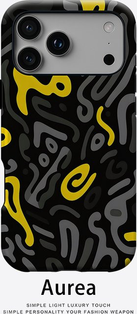 Aurea Case Matte Bumper MagSafe Schutzhülle für iPhone 13 bis 17 Pro Max Schwarz-Gelb Graffiti Design - Bild 1
