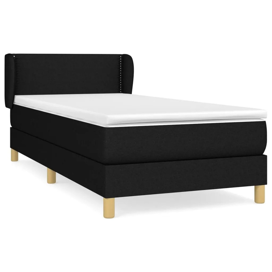 vidaXL Boxspringbett Hybrid mit Matratze und Taschenfederkern, Schwarz, B/T/H: 90 x 200 x 78 cm - Bild 2