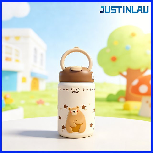 JUSTINLAU Doppel-Trink-Thermobecher aus 316 Edelstahl mit Strohhalm, pink, 360 ml - Bild 1