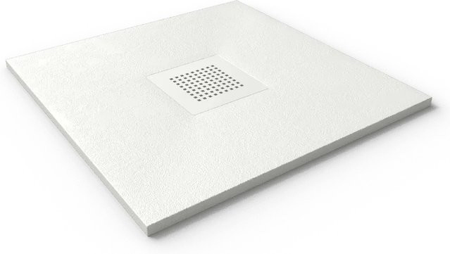 Stano Duschwanne aus Mineralguss Extra Flach in Weiss mit Slate-Optik, B/T: 90 x 70 cm - Bild 1
