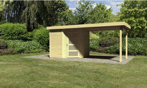 Karibu Gartenhaus Schwandorf 3 aus Holz in Beige mit Flachdach - Bild 3