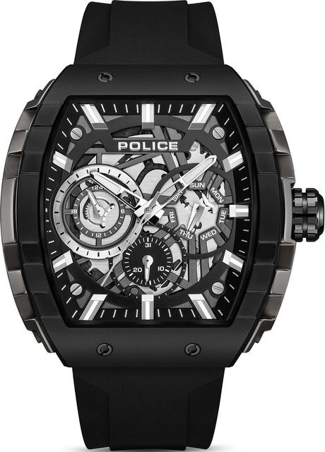 Police Herrenuhr Flash, Quarz, Edelstahl, 45 mm, Silikon, Schwarz, 5 ATM - Bild 1