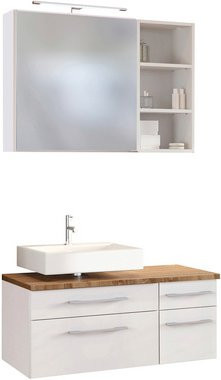 HELD MÖBEL Waschtisch-Set DAVOS in Weiss, 8-teilig, modern mit LED-Beleuchtung und Soft-Close-Türen, Wandmontage - Bild 1