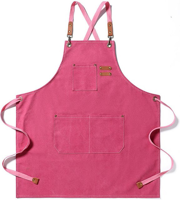 Professionelle Küchenschürze aus Leinen von Bloom Play in Rosa mit großer Tasche für Männer und Frauen - Bild 1