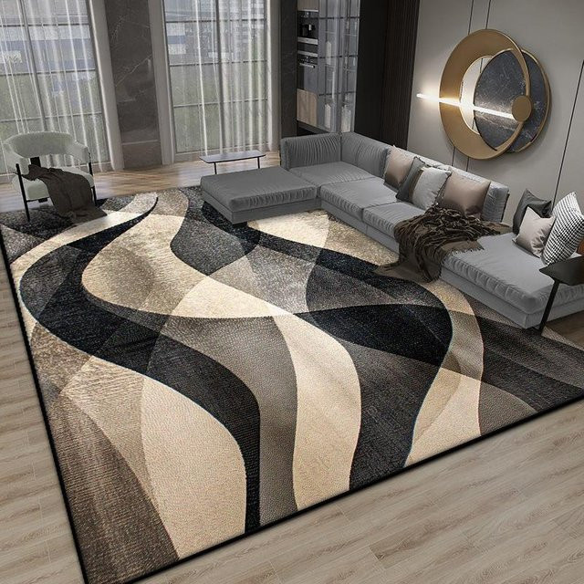 JGJG Wohnzimmerteppich Nordisch Abstrakt Gestreift, Weicher Waschbarer Teppich für Schlafzimmer und Büro, B/T: 90 x 60 cm, Multicolour - Bild 1