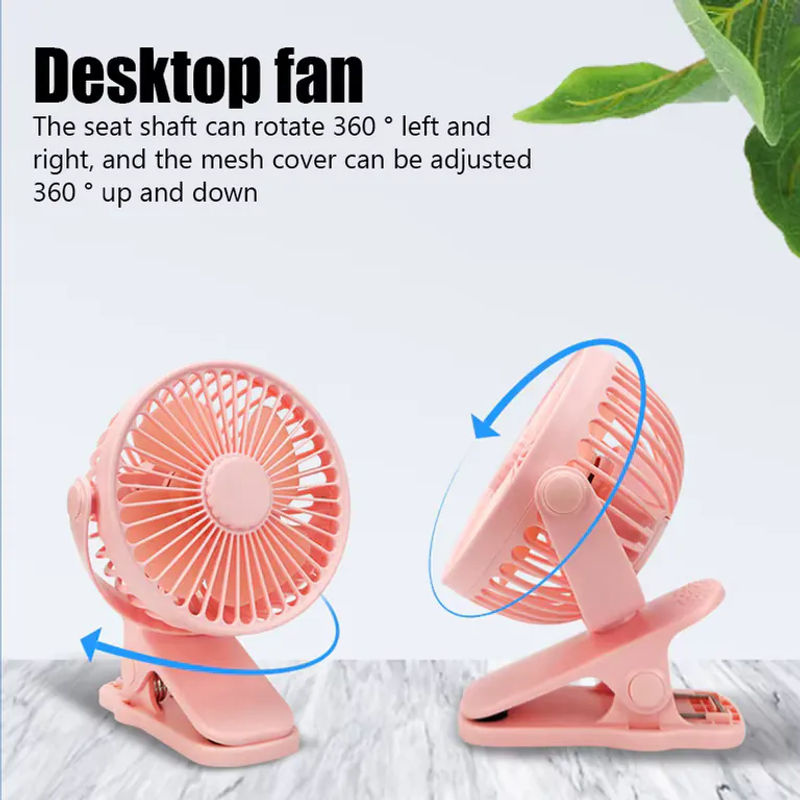 YTYIN Mini Clip-Ventilator in Weiß, wiederaufladbarer USB-Ventilator mit 3 Geschwindigkeiten und leiser Kühlfunktion für Zuhause, Büro und unterwegs - Bild 3