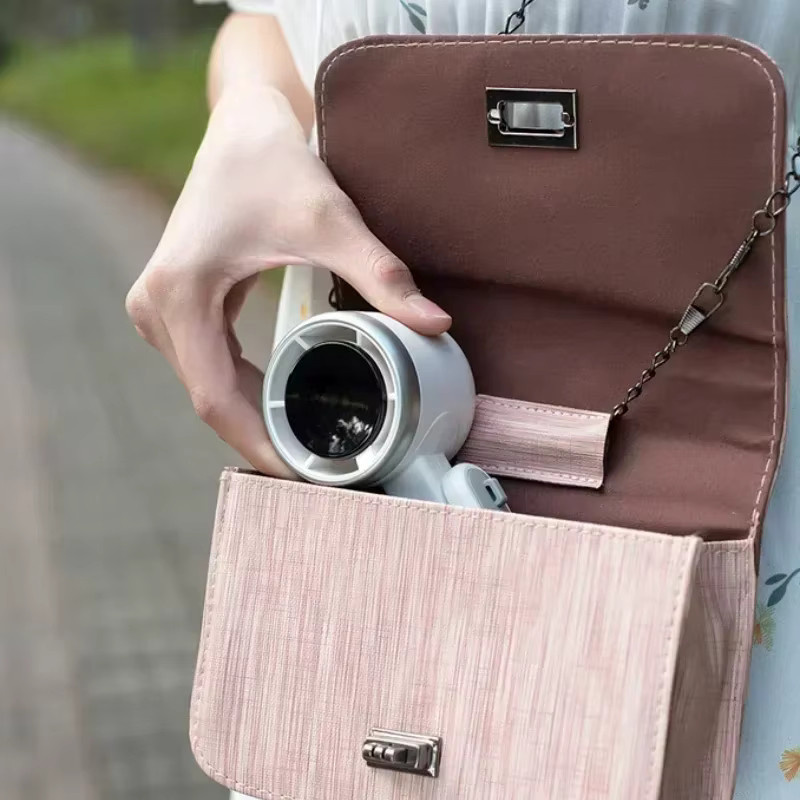 OUSSIRRO Tragbarer Mini-Handventilator in Weiß, 5-Gang Turbo USB-aufladbar, faltbarer bladloser Taschenventilator mit großem Akku für Outdoor und Reisen - Bild 5