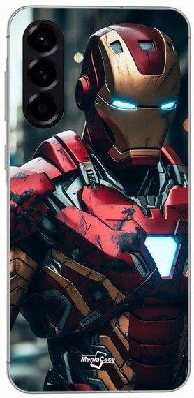 Maniacase Silikon Schutzhülle für Samsung Galaxy A36 in Schwarz mit Iron Man Kampf Design - Bild 1