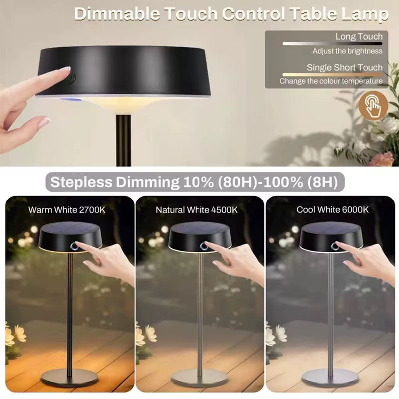 Lyfs Solar-Tischlampe mit dimmbarer LED, kabellose und wasserdichte Nachtlampe in Schwarz für Garten und Terrasse - Bild 3