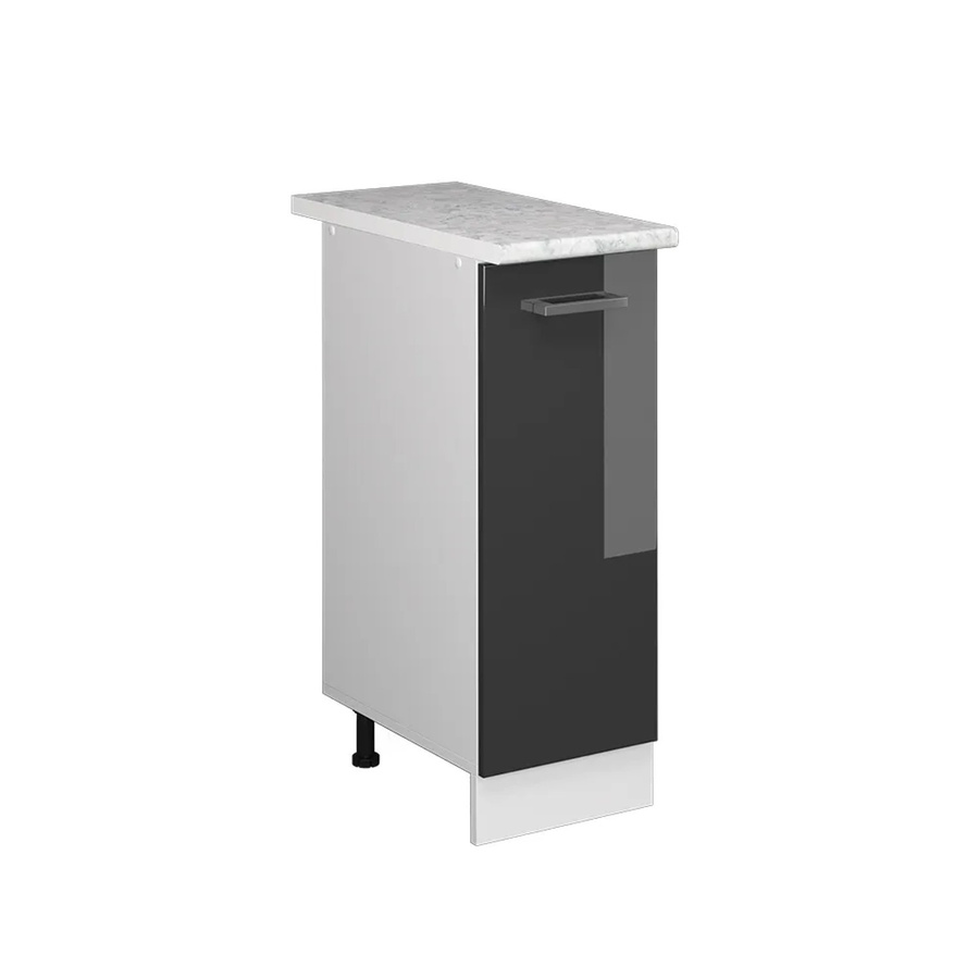 Vicco Apothekerunterschrank R-Line Küchenschrank in Weiß und Anthrazit Hochglanz mit Marmor-Arbeitsplatte, Breite: 30 cm, Höhe: 82 cm, Tiefe: 60 cm - Bild 3
