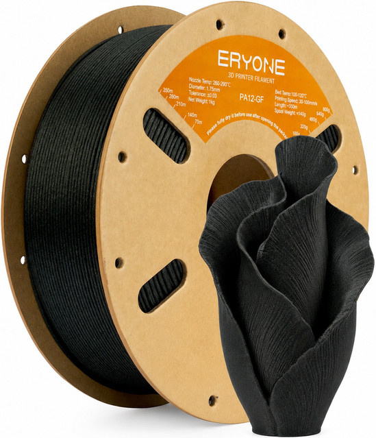 ERYONE Glasfaser PA12 Filament Polyamid Schwarz 1,75mm für FDM-3D-Drucker - Bild 1