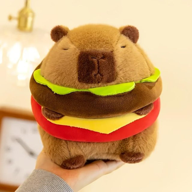 Yiran toy Capybara Plüschtier, Hamburger-Form, 20cm - Bild 1