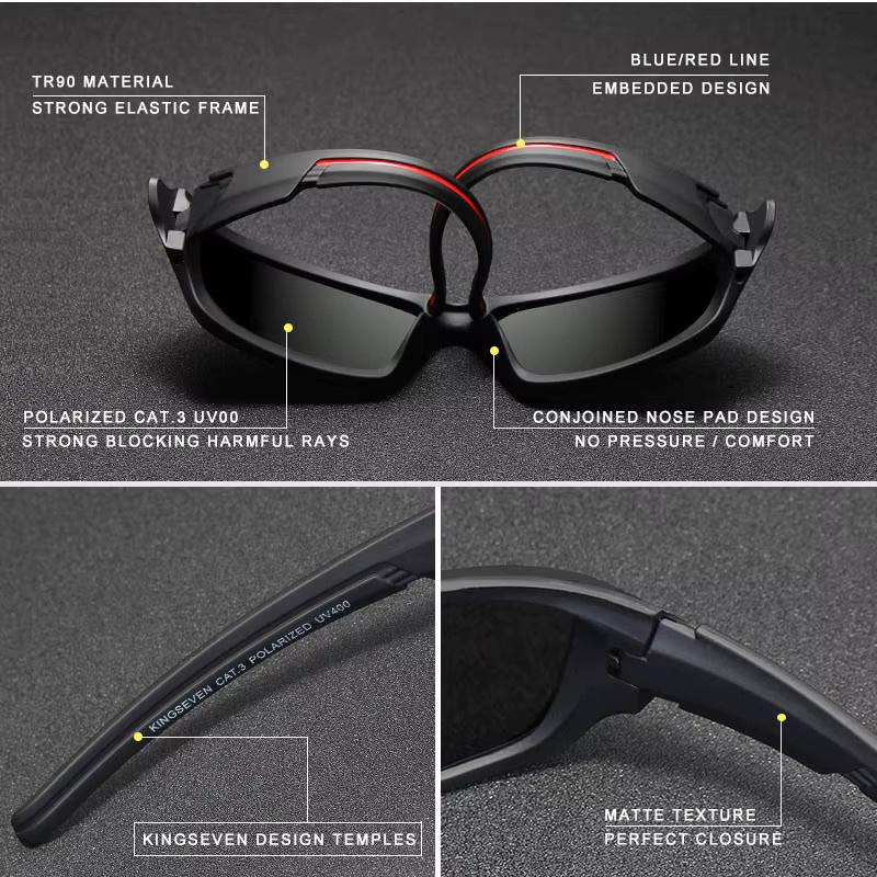 KINGSEVEN Sonnenbrille, Herren, Vollrand, TR90, schwarz, polarisiert - Bild 3