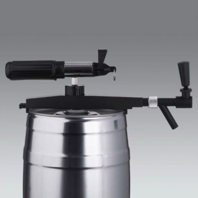 ich-zapfe Profi Zapfanlage mit Handpumpe für 5 Liter Bierfass, Edelstahl, Silber - Bild 1