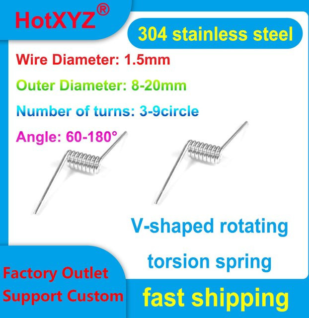 HotXYZ Torsionsfeder aus 304 Edelstahl in Silber mit 1,2 mm Drahtdurchmesser - Bild 1