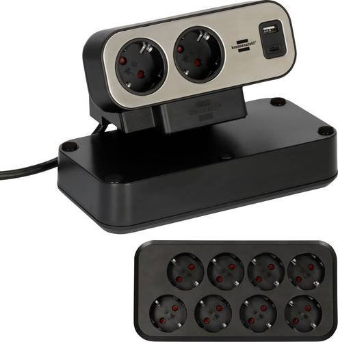 Brennenstuhl Estilo Duplex Tischsteckdosenleiste mit 10 Steckdosen und USB-C & USB-A Anschlüssen in Silber und Schwarz - Bild 1