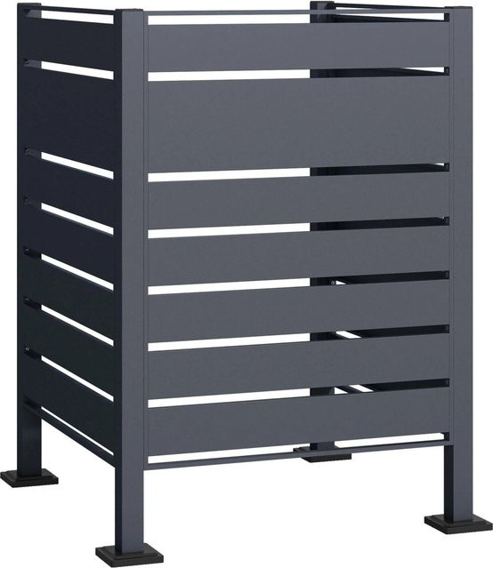 Wiltec Mülltonnenzaun Anthrazit als Sichtschutz für eine Mülltonne aus Stahl, B/T/H: 120 x 120 x 120 cm - Bild 1