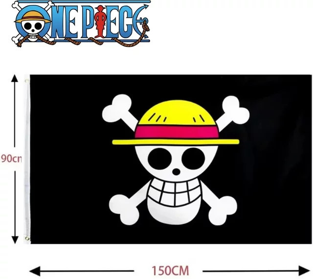 Bandai One Piece Wandbanner Luffy Strohhut-Piraten-Schädel-Flagge in Schwarz als Wanddekoration für dein Schlafzimmer oder Kinderzimmer - Bild 1