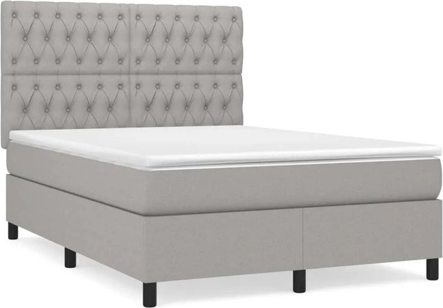 vidaXL Boxspringbett mit Matratze Hybrid-Design in Hellgrau, B/T/H: 140 x 200 x 118 cm - Bild 1