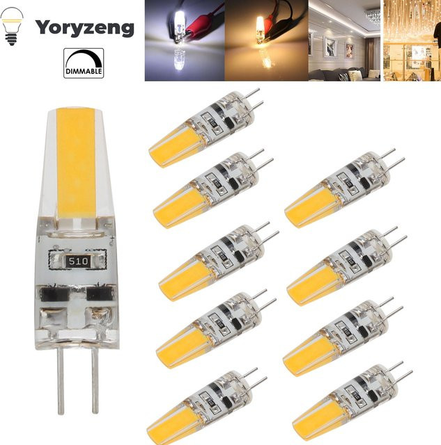 YORYZENG 10er Set G4 LED COB Mais Lampen 6W als Ersatz für 40W Halogen Kerzenlampen für Kronleuchter und Dekoration - Bild 1