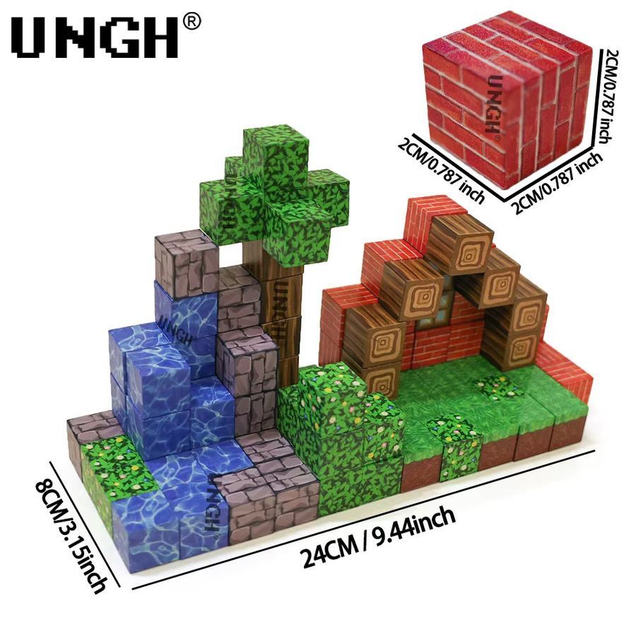 UNGH Magnetblock Baustein Magnet Puzzle, Bauset, 100-teiliges Set, ab 3 Jahre - Bild 3