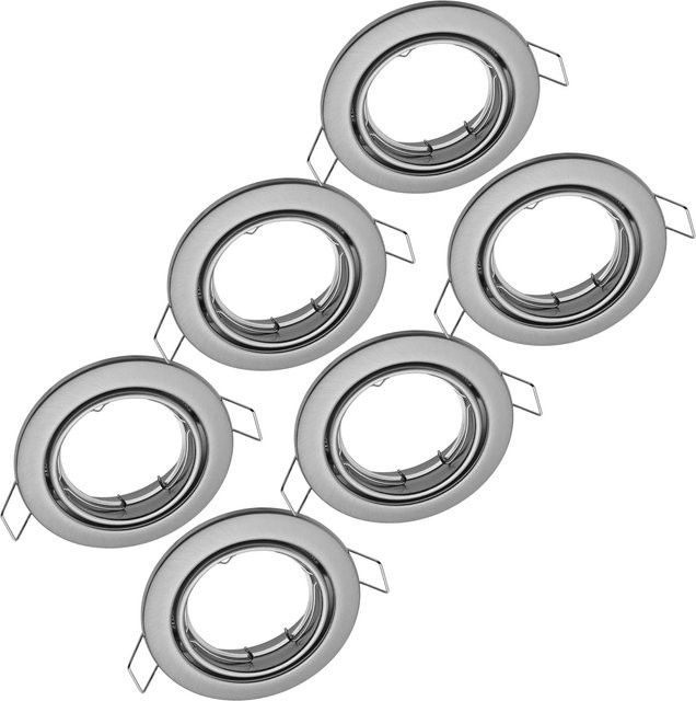 Oktaplex 6er Set Einbaustrahler Dijon Schwenkbar für 50mm LED-Module, Deckenspot aus Edelstahl Gebürstet, Silber, Rund - Bild 1