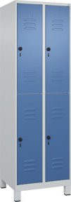 C+P Doppelstock-Spind Classic PLUS mit 2 Abteilen, Lichtgrau und Fernblau, H x B x T: 195 x 60 x 50 cm - Bild 1