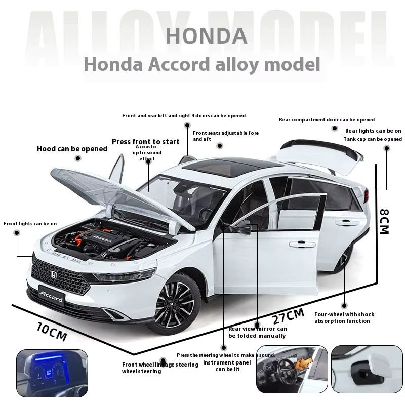 Maisto Honda Accord 2024, Automodell, 1:18, Metall, mit Licht und Sound - Bild 6