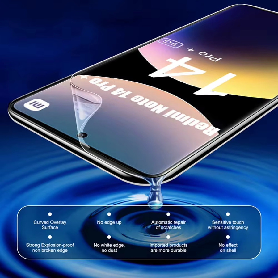 3er-Pack Hydrogel-Displayschutzfolie für Xiaomi Redmi Note 14 Pro Plus, 13, 12, 11, 14C, 13C, A3, A1, A2, Note 14 5G/4G, transparent - Bild 4