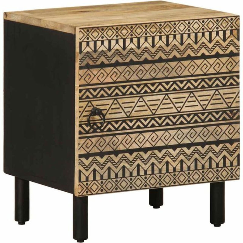 Nachttisch aus rauem Mangoholz in Schwarz von Vidaxl im Bohemian Stil, B/T/H: 40 x 33,5 x 46 cm - Bild 1