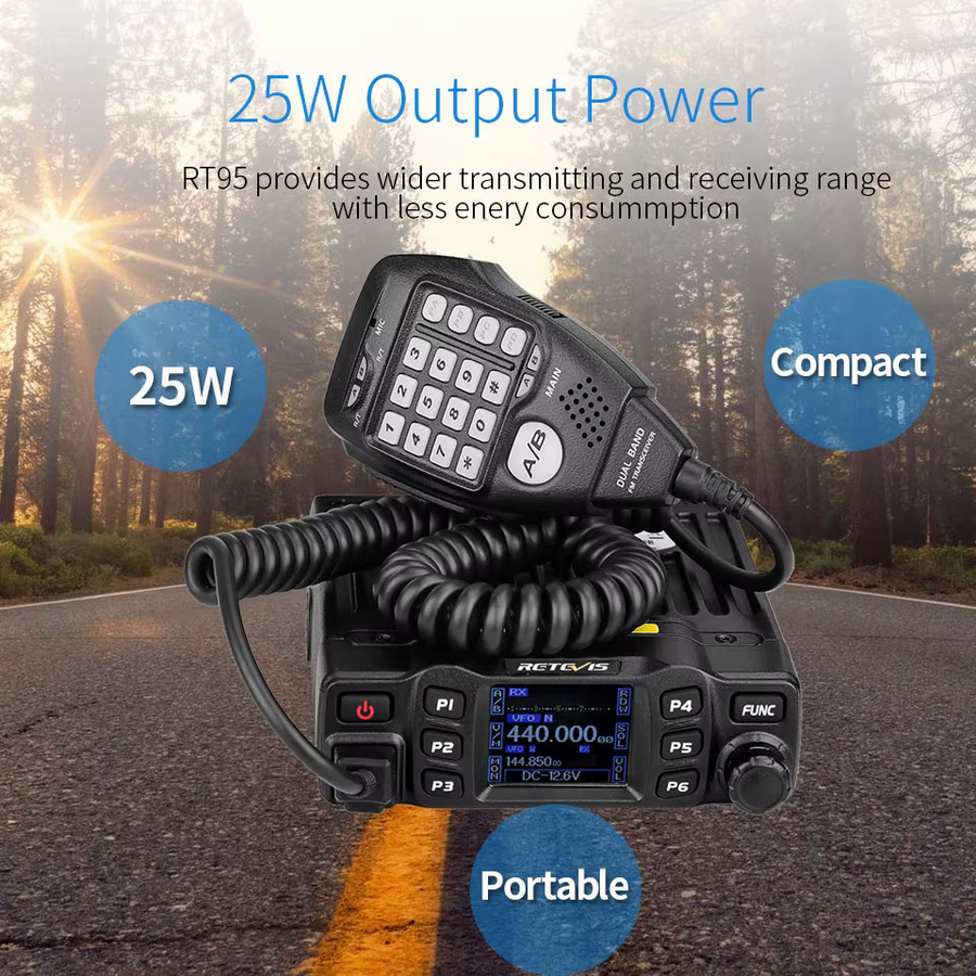 Retevis RT95 Mobiles Amateurfunk Zwei-Wege-Autoradio VHF UHF Dualband Transceiver in Schwarz - Bild 2