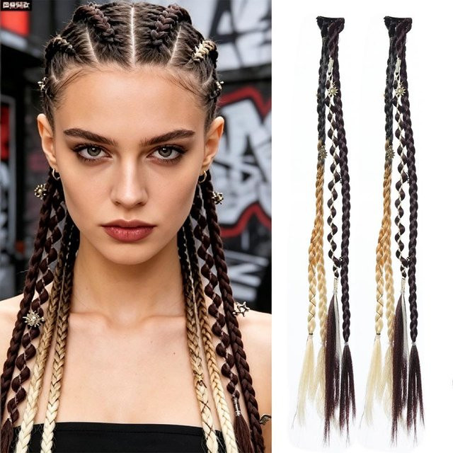 Global Beauty Box Braids Perücke, Fischschwanz Geflochtene Haarverlängerungen, brown, Damen - Bild 1