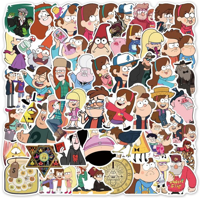 50 Stück Cartoon Gravity Falls Graffiti Aufkleber, wasserfeste Sticker in Multicolour von Binchi Outdoor Product für Notizbücher, Trinkflaschen und iPads - Bild 1