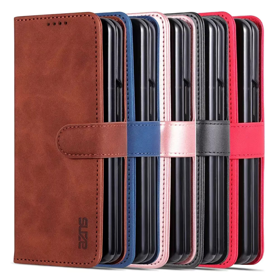 Lederhülle mit Kartensteckplatz und Ständer für Samsung Galaxy Z Fold6, Z Fold5, Z Fold4, Z Fold3 5G in Braun - Bild 1