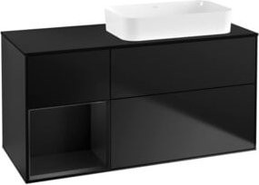 Villeroy & Boch Finion Waschtischunterschrank mit Wandbeleuchtung und integrierter Beleuchtung, Farbe: Blau lackiert, B/T/H: 120 x 60 cm - Bild 1