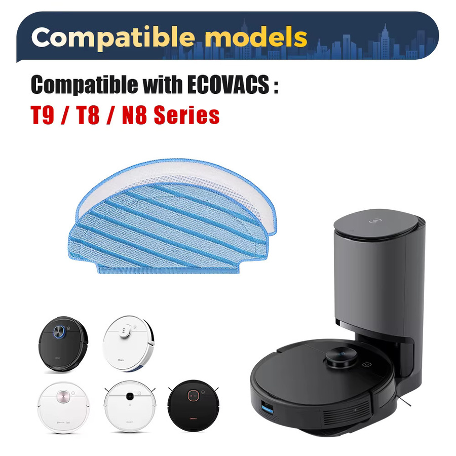 Ecovacs Mikrofaser-Wischpads in Blau für Deebot Ozmo T8 AIVI T8 Max N8 Pro Plus N8 Pro T9 Roboterstaubsauger Ersatzteile - Bild 3