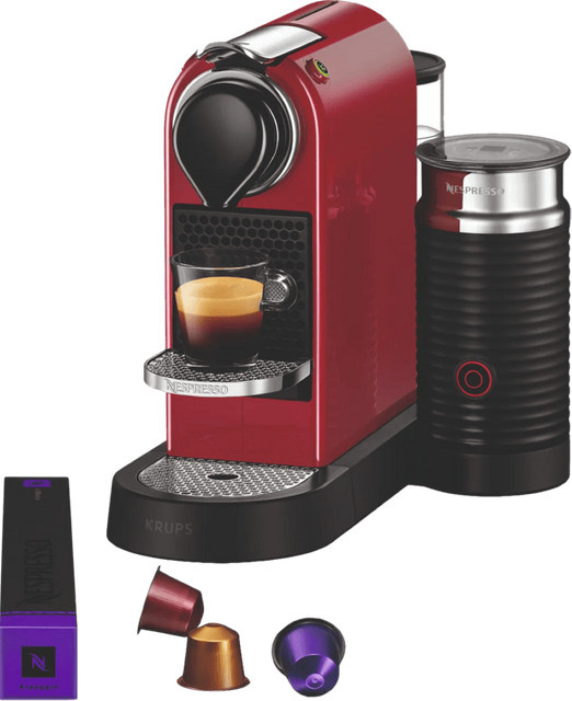 Krups Nespresso Citiz & Milk XN7615 Kapselkaffeemaschine mit Milchaufschäumer in Kirschrot - Bild 1