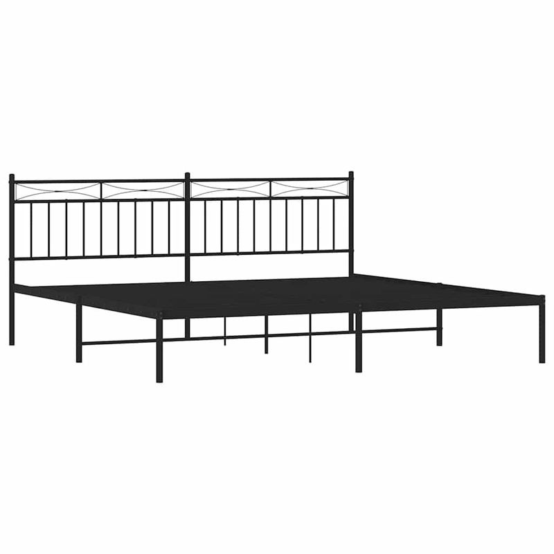 Vidaxl Metall-Bettgestell mit Kopfteil im Industrial-Stil, Schwarz, B: 193 cm, L: 203 cm - Bild 2