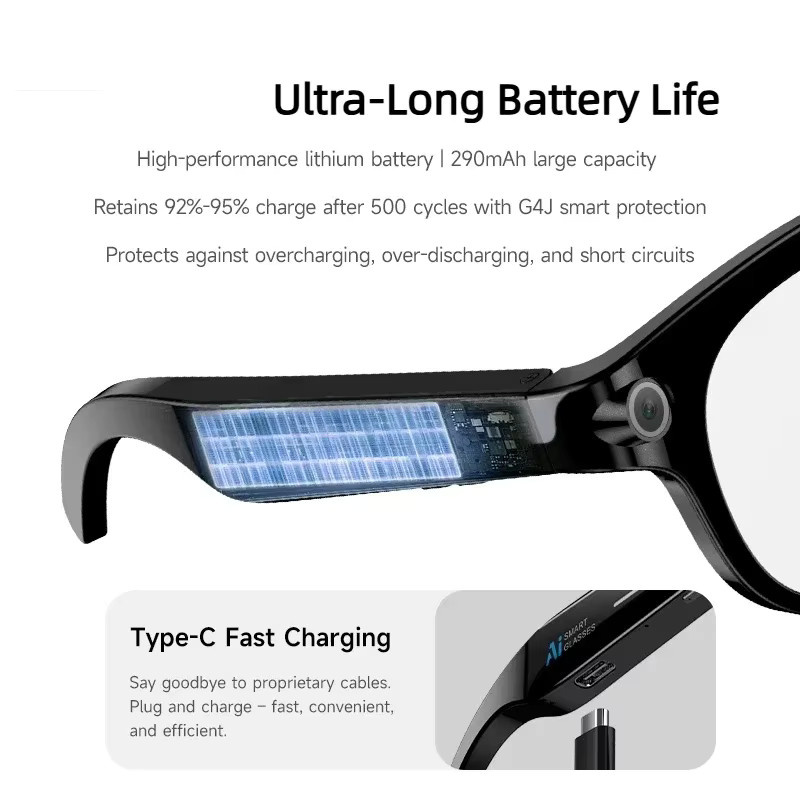 Xiaomi AI Smart Sonnenbrille mit 800W Pixel Kamera und KI Echtzeit-Dialog in Schwarz und Lila - Bild 4