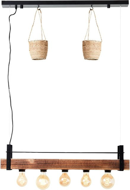 Brilliant Pendelleuchte Bankwood 5-flammig in Holz und Schwarz - Bild 1