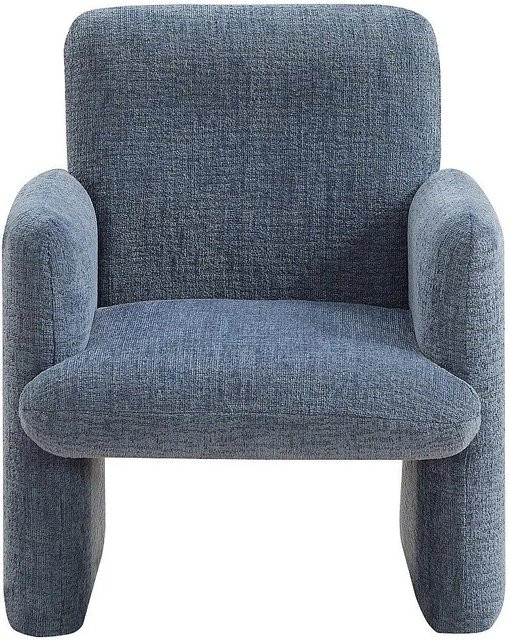 Vente-unique Sessel Mesuto mit gerader Rückenlehne und Armlehnen in Blau aus Chenille-Stoff - Bild 1