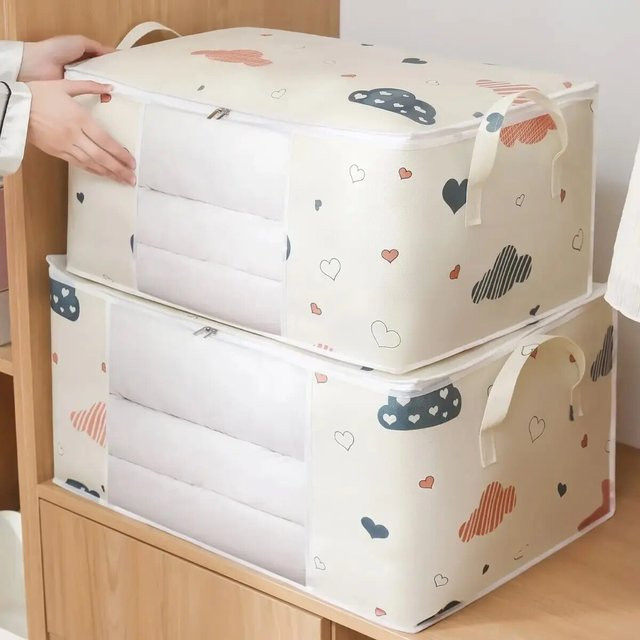 Aufbewahrungstasche für Quilt und Kleidung in Blau mit Feuchtigkeits- und Staubschutz, B/T/H: 55,0 x 35,0 x 25,0 cm - Bild 1
